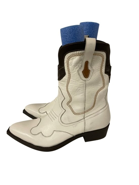 Zara x Barbie Mens Leather Cowboy Boots western EU 43 US 10 White 2095/220 NWOB main image 13